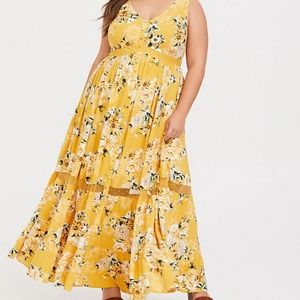 Torrid Yellow Floral Challis Maxi Dress 1X